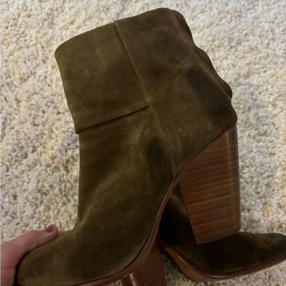 Rag & Bone Mineral Green Suede Leather Bottom Newbury Heeled Booties 36.5 - Picture 5 of 9